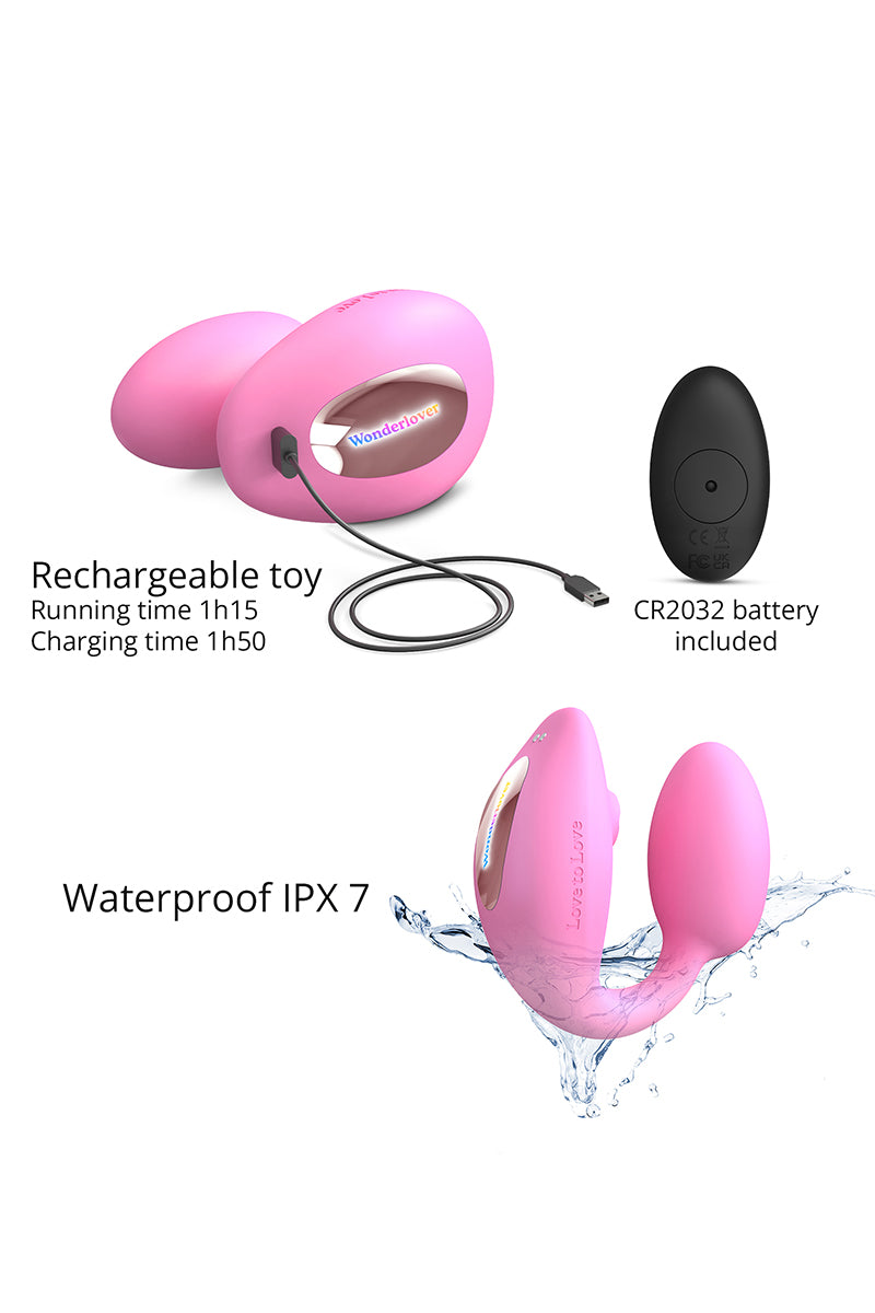 Stimulateur double Wonderlover – Flapping & vibration télécommandé